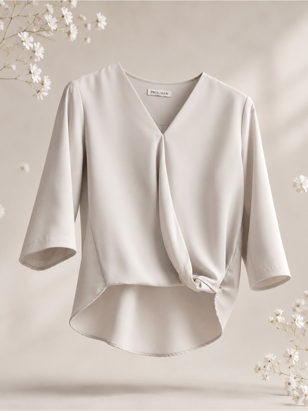 Prologue Light Beige V-Neck Blouse